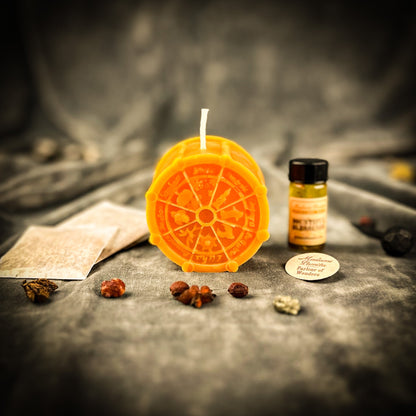 Wheel of the Year Spell Kit | Beeswax Sabbat Candle – Orange (New Beginnings) Candle Spell Kit
