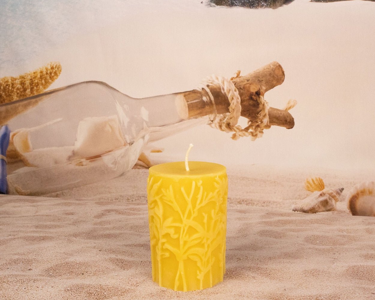 Wild Meadow Beeswax Pillar Candle - 4" – Embossed