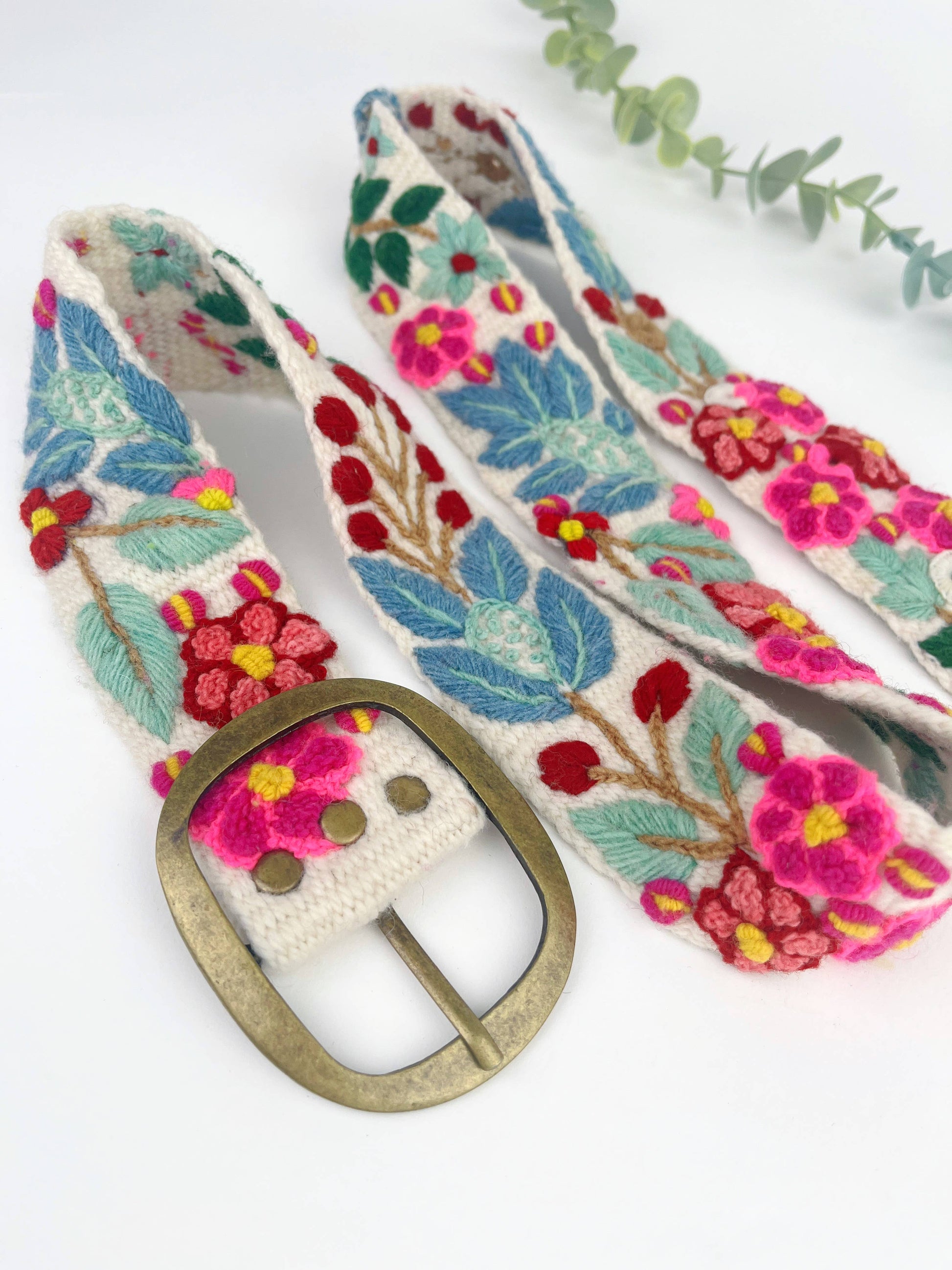 Wildberry Embroidered Wide Belt – Cream belt